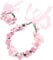 Mecool Bride Crown Rose Head & Wrist Band Set for Women Floral Headbands for Girls | Bridal Headband Set Adjustable | Flower Hair Accessories | Wedding Hair Accessories for Women-Pink