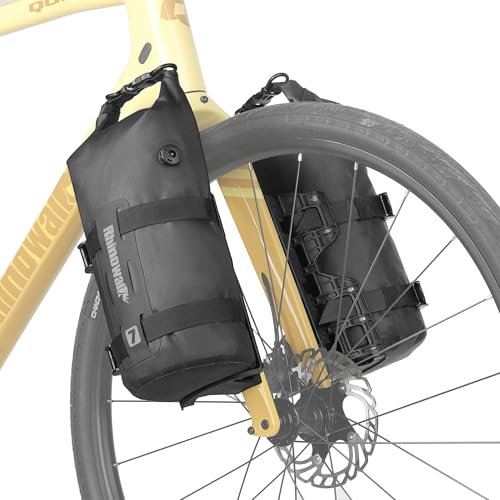 Rhinowalk Fahrrad Vordergabeltasche, wasserdichte Fahrrad Gepäckträgertasche, 7L Fahrradtasche, Gabeltasche, für E-Scooter, Mountainbike, Rennrad, Zubehör-Schwarz