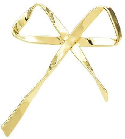Mode Strass Brosche Große Edelstahl Bowknot Broschen for Frauen Unisex schöne All-Match-Party Büro Pins vorhanden(Gold)