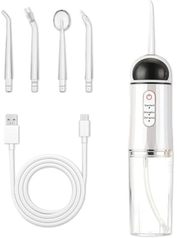 Idropulsore Dentale Portatile, Irrigatore Orale Professionale con 3 Modalità e 4 Ugelli di Ricambio, water flosser elettricoimpermeabile IPX7 con serbatoio da 230 ml, Ricaricabile USB