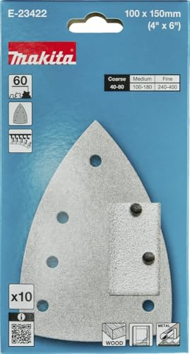 Makita Schleifpapier für Deltaschleifer, 100x150mm, Körnung 60, 7-Loch, Weiß