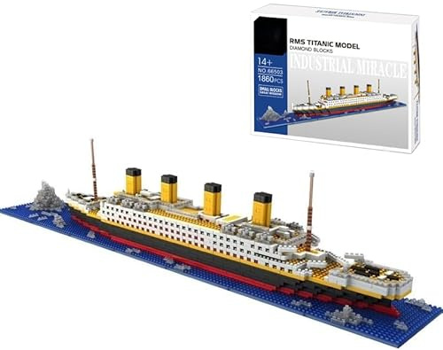 Titanic Model Building Block Set, 1860 Pcs Micro Blocks Cruise Ship Modle Kit, DIY Titanic Bricks Toys Gift for Adults and Kids, Technic Cruise Ship Titanic Boat Model Not Compatible with Lgo
