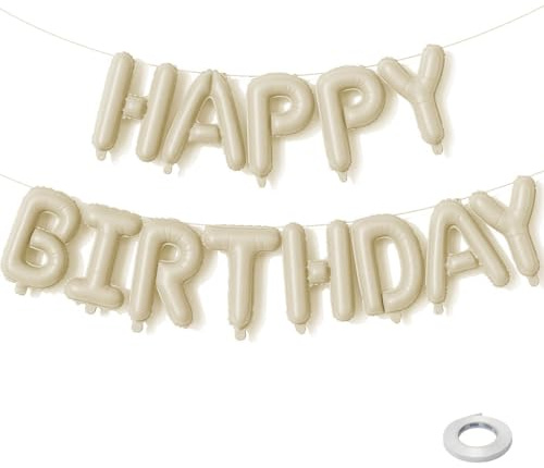 Gleemix Happy Birthday Girlande Ballon, Khaki 16 Zoll Folienballon Happy Birthday, Geburtstag Ballon Banner für Mädchen Frauen Kinder Party Deko