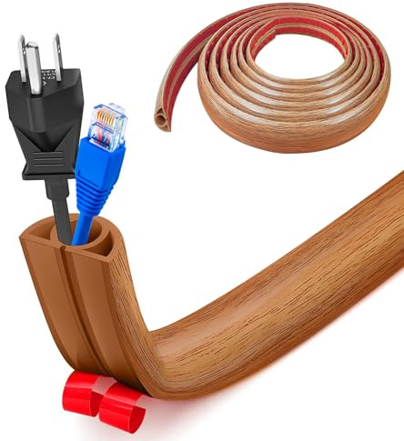 Bocguy Cache Cable Sol, Petit Canal de câble Flexible,1M x 2cm Goulotte Passe Cable Sol Silicone, Cache Fil Électrique Sol Auto-Adhésif Facile à Couper Montage pour Tous Les Câbles (Marron-Arrondi)