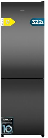 Cecotec Frigorífico Combi 322L Bolero CoolMarket Combi 322i Dark D. 185,5cm de Alto, 59,5cm de Ancho, Tecnología Multi Airflow, HumidityFlex HUB, LED Interior