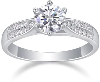 Orbe Lunaire GRA Damen Ring Sterling Silber 18K Weißgold Vergoldet mit Moissanit 2K D-Farbe VVS1 für Verlobung Jahrestag Valentinstag Neujahr (61 (19.4))