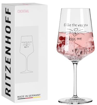RITZENHOFF 8381002 Cocktailglas 544 ml, Ostern von Carolin Oliveira – mit Schriftzug „Ei like the way you kiss me – Made in Germany