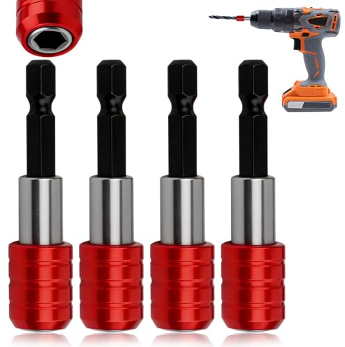 4 Pcs Magnetic Drill Bit Holder, Impact Driver Bit Holder Magnetic Screw Holders 1/4” Hex Shank Magnetic Screwdriver Bit Holders, for Power Drills, Electric Screwdrivers