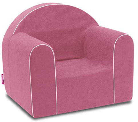 Badum - Kindersessel ab 1 Jahr - Kinder Sessel - Stabil, Bequem, aus Schaumstoff - mit Abnehmbarem Bezug, Waschbar - Geschenkidee, Geschenk zum 1 Geburtstag für Mädchen, Junge - Hellpink