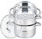 Mantowarka Dampfkocher 22cm Set Induktion Kochtopf Dampfgarer Glasdeck (Silber, 4 Teile)