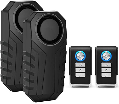 USUPERINK Bike Alarms for Ebikes, 2Pcs Wireless Bike Alarm with Remote, Anti-Theft Bicycle Motorcycle Alarm Wireless Security Vibration Motion Sensor Alarms, IP65 Waterproof Super Loud 113dB