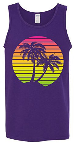 Palmen Sonnenuntergang – Sommerurlaub, tropischer Strand, Tanktop, Violett, XX-Large
