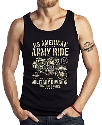 Gasoline Bandit US-Army Military Biker Tank Top: Army Ride