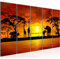 Runa Art Bild Afrika Sonnenuntergang Wandbilder auf Vlies Leinwand 5 Teilig Wanddekoration Wohnzimmer Schlafzimmer 000256a