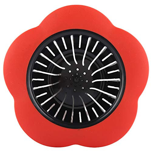 Flower Shaped Plastic Basin Sink Strainer Drain Stopper Kitchen Bathroom Accessories (Red)