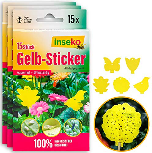inseko 45 x Profi Gelbsticker Gelbtafeln Gelbfalle Fliegenfalle - umweltfreundlich/giftfrei (45)