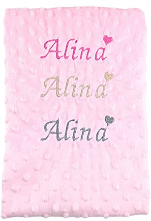 Baby Decke mit Namen bestickt (rosa)