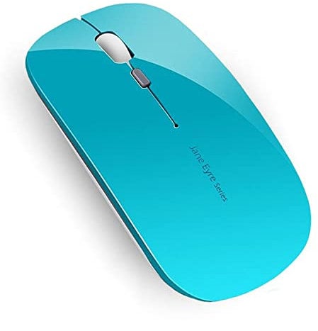 Uiosmuph Q5 Kabellos Maus, Wiederaufladbar Funkmaus 2.4G Leise Funkmaus Ultra Dünn Wireless Computermaus 1600 DPI Mit Mäuse mit USB-Empfänger Typ C für Laptop, PC, Linux (Blau)