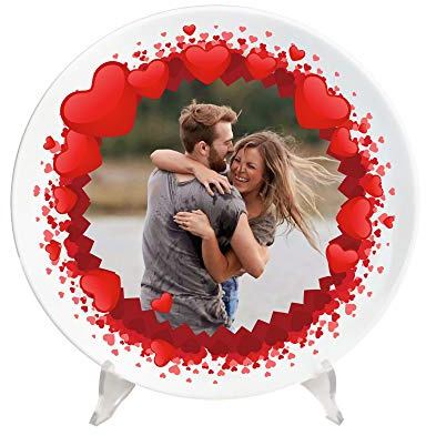 CreaTu Assiette décorative, en céramique faite à la main. Personnalisé avec photo et texte, fabriqué en Italie. (12 cm, porcelaine)