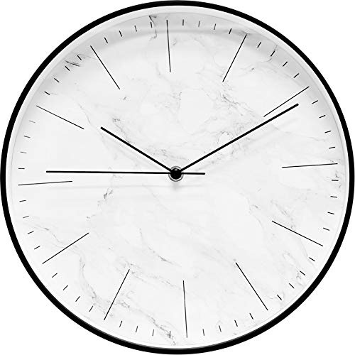 Selva Wanduhr, Quarzuhr, Schwarz, Marmor, Strichindexe, Schwarze Zeiger, Ø 31,5 cm