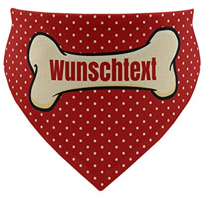 printplanet® - Hundehalstuch mit Name oder Text - Halstuch für Hunde - Layout Knochen - Größe M