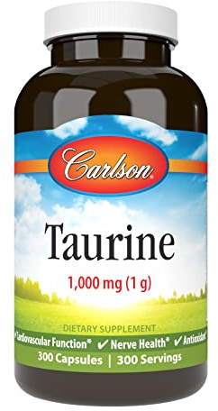Carlson - Taurine, Free-Form Amino Acid, Support, Nerve Health & Muscle Function, 300 Capsules