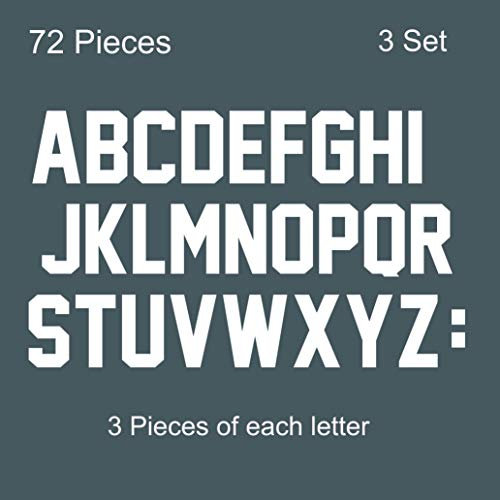 Fanbay 78 Pieces 2 Inch Iron On Letters A to Z Heat Transfer Letters Paper for Clothing Sport Jersyes T Shirts Team Name(White)