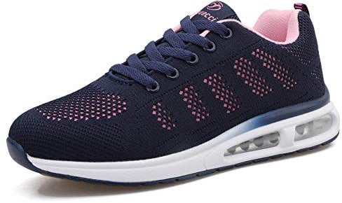 Minbei Damen Turnschuhe Luftkissen Hallenschuhe Atmungsaktiv Outdoor Fitnessschuhe Laufschuhe Schnürsenkel Frauen Sportschuhe Flach Blau 41 EU