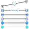 Rajnard Industrial Piercing Langhantel Ohrringe 14G Chirurgische Edelstahl Opal Herzgerüst Industrial Piercing Schmuck Klare Haltestange 35mm 38mm für Frauen Männer Silber