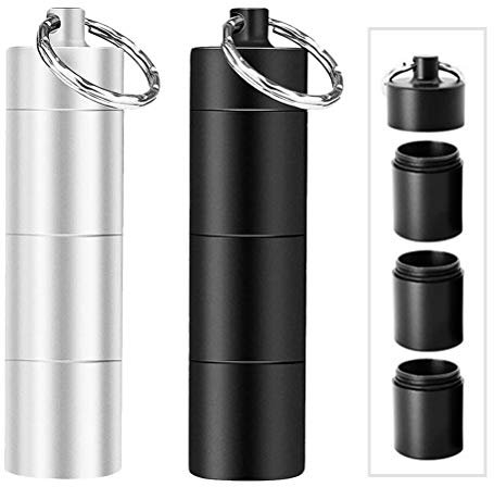 2 PCS Aluminum Pill Box, Portable Pill Cases Waterproof Daily Pill Container Holder 3 Compartment Metal Pocket Pill Boxes Travel Pill Holder for Men Women