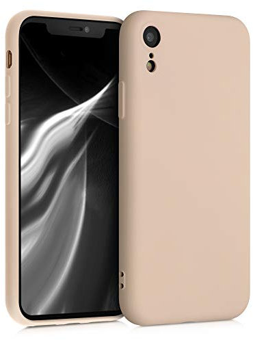 kwmobile Hülle kompatibel mit Apple iPhone XR Hülle - gummierte TPU Silikon Handyhülle - Schutzhülle für kabelloses Laden - Case in Perlmutt