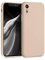 kwmobile Hülle kompatibel mit Apple iPhone XR Hülle - gummierte TPU Silikon Handyhülle - Schutzhülle für kabelloses Laden - Case in Perlmutt