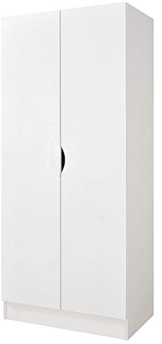 Leomark Blanc Armoire à Deux Portes - Roma - penderie pour vêtements, Style scandinave, Meubles pour Enfants, équipement pour la Chambre des Enfants, Dim: 161,5 (H) cm