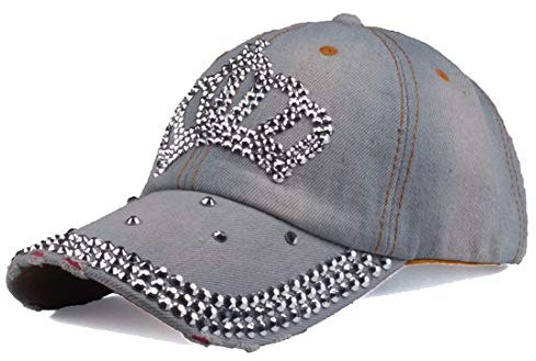 Cheerlife Damen Jeans Baseball Cap Verstellbar Baseballmütze mit Strass Kappe Glitzer Sonnenhut Hip Hop Hut für Outdoor Sport Reisen (Vintage)