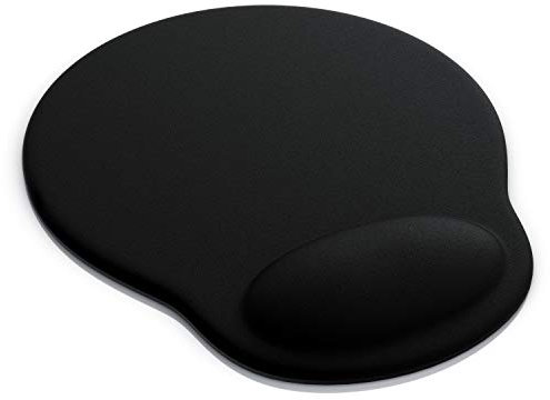 Mouse Mat BLACK ANTI-SLIP COMFORT MOUSE PAD MAT WITH GEL FOAM REST WRIST SUPPORT FOR PC LAPTOP - Compatible with Laser and Optical Mice - Black