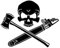 myrockshirt Forst Förster Totenkopf Motorsäge Ball 20cm Aufkleber Autoaufkleber Sticker ohne Hintergrund Auto PKW Lack Scheibe