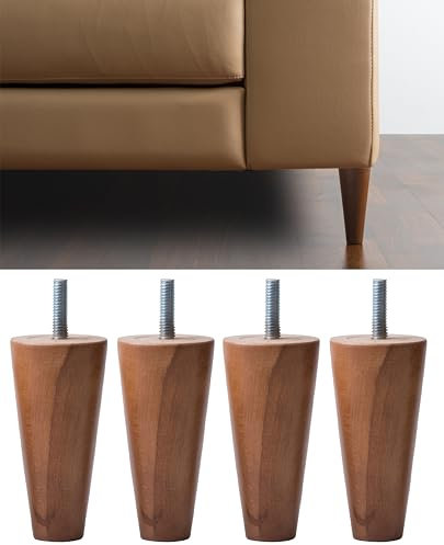 IPEA 4X Möbelfüße Sofa Füße aus Holz Farbe Walnuss – Höhe 14 cm – Made in Italy – Fuße fur Möbel, Sofas, Schränke – Beine in Kegelform Massivholz fur Sessel
