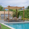PURPLE LEAF Pergola Aluminium 3 x 3 m Pergola Jardin Extérieur Finition Teck, Toile Coulissante Rétractable, Tonnelle Imperméable, Barbecue Extérieur, Pavillon de Jardin, Kaki