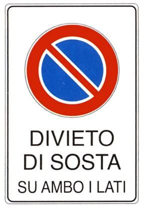 NEW CARTELLO SEGNALETICO - divieto di sosta su ambo i lati - Adesivo Extra Resistente, Pannello in Forex, Pannello In Alluminio (PANNELLO IN ALLUMINIO 20X31 CM)