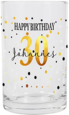 Herz & Heim® Schnapsglas, 100 ml, mit verschiedenen Motiven, personalisiert Happy Birthday