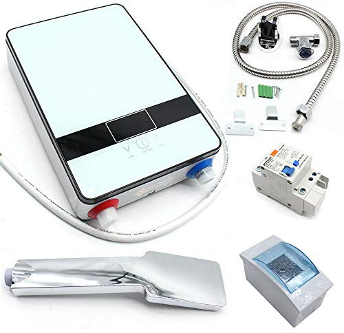 Calentador de Agua Eléctrico con Resistencia, 6,5 kW, Digital, 220 V, 0-55 ℃, 29 x 19 x 6,5 cm, Mini Calentador de Agua Estanco IPX4