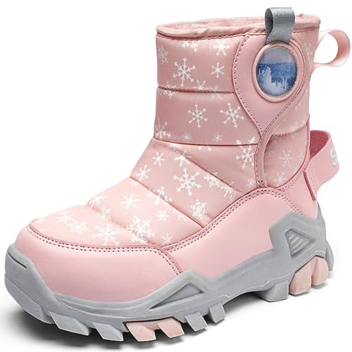HSNA Chaussures d'hiver pour Enfants Garçons Filles Doublure Chaude Bottes de Neige Antidérapante(Rosa 36 EU)