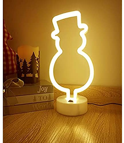 JQTOP Neonschild, Schneemann, LED-Neonlichter, Schilder, Weihnachtsdekoration, batteriebetrieben oder USB-betrieben, beleuchtetes Acryl-Neonschild für Weihnachten, Raumdekoration, Nachtlicht