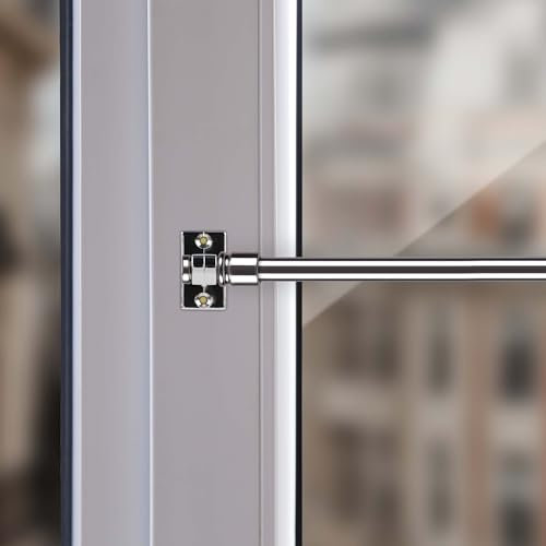 Tringle à rideaux extensible de 50 à 225 cm de longueur pour rideau de bistrot, rideaux légers et de bistrot avec supports de serrage (argent chromé/75-125 cm)