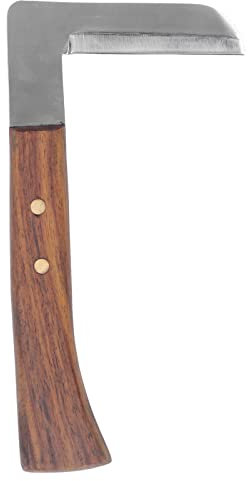 XPSSJMU Coltello per Zoccoli a Forma di L in Acciaio Strumento per Tagliare Gli Zoccoli con Manico Curvo ergonomico per Maniscalco a Lama Curva per Cavalli da Fattoria(Single-Edged Right Hand)