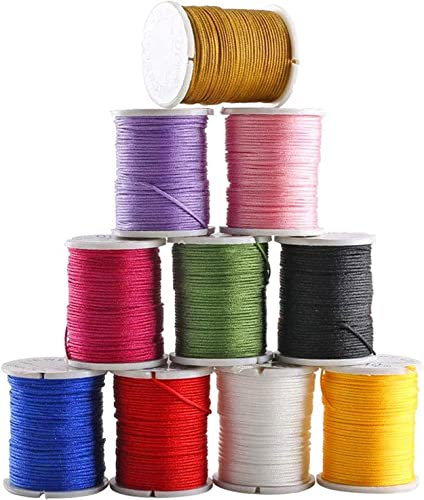 GGISUI 10 Rollos Hilo Encerado de Nylon de Colores para Hacer Pulseras, para Fabricación de Joyas DIY Collar Pulsera Abalorios Pulseras Manualidades 0.8mm * 10m