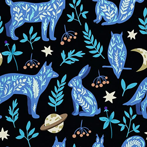 HEKO PANELS Oxford Wasserdichte Meterware Canvas-Stoff Polyester Zum Nähen Dekostoffe Wasserabweisend Blickdicht Wölfe Hasen Eulen 1 Meter 155 x 100 cm