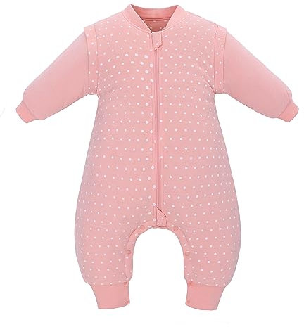 LAT Sac de Couchage pour Bébé avec Manches Amovibles, 2.5 TOG 100% Coton Gigoteuse d'hiver pour Bébé, Gigoteuse a Pied Turbulette pour Bébé 3 à 36 Mois