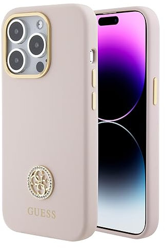 Guess GUHCP15XM4DGPP Hülle für iPhone 15 Pro Max 6.7 Rosa hardcase Silicone Logo Strass 4G