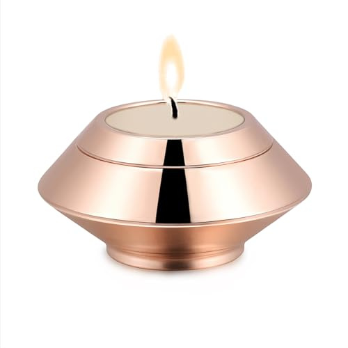 Minicremation Cremation Urn for Human Ashes Stainless Steel Candle Ash Holder Keepsake Urn for Ashes Candlestick Mini Funeral Urns for Pet Ashes (Rosegold)